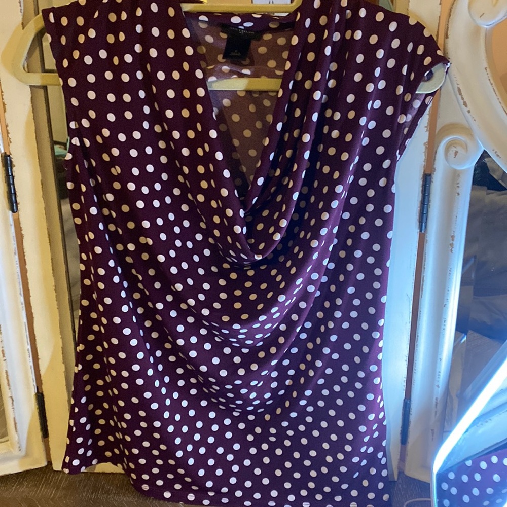 Ann Taylor blouse - size M Dark purple w/polka dots